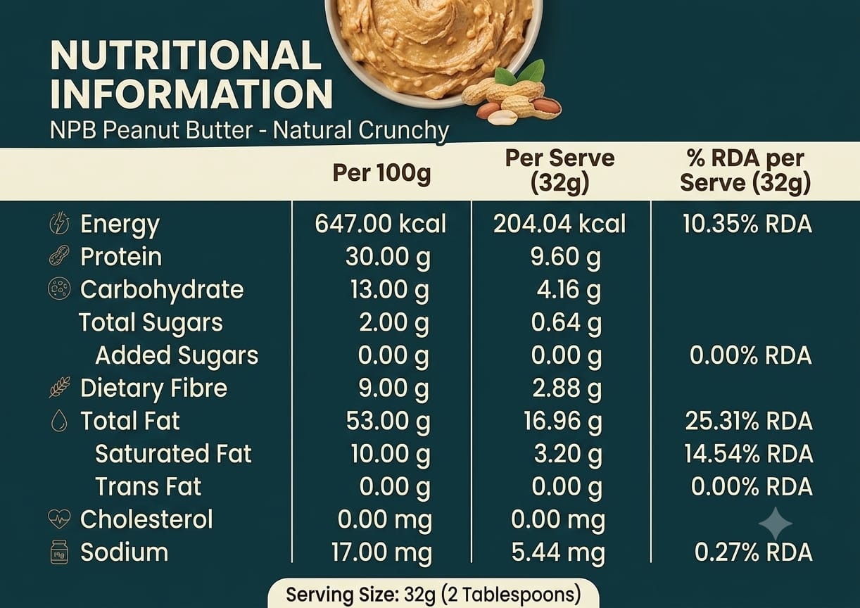 NPB 100% Natural Crunchy Peanut Butter 🍯 | Elite Performance Fuel